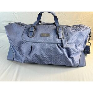 Coach Signature Jacquard Weekender Travel Bag  Large blue Coach duffle